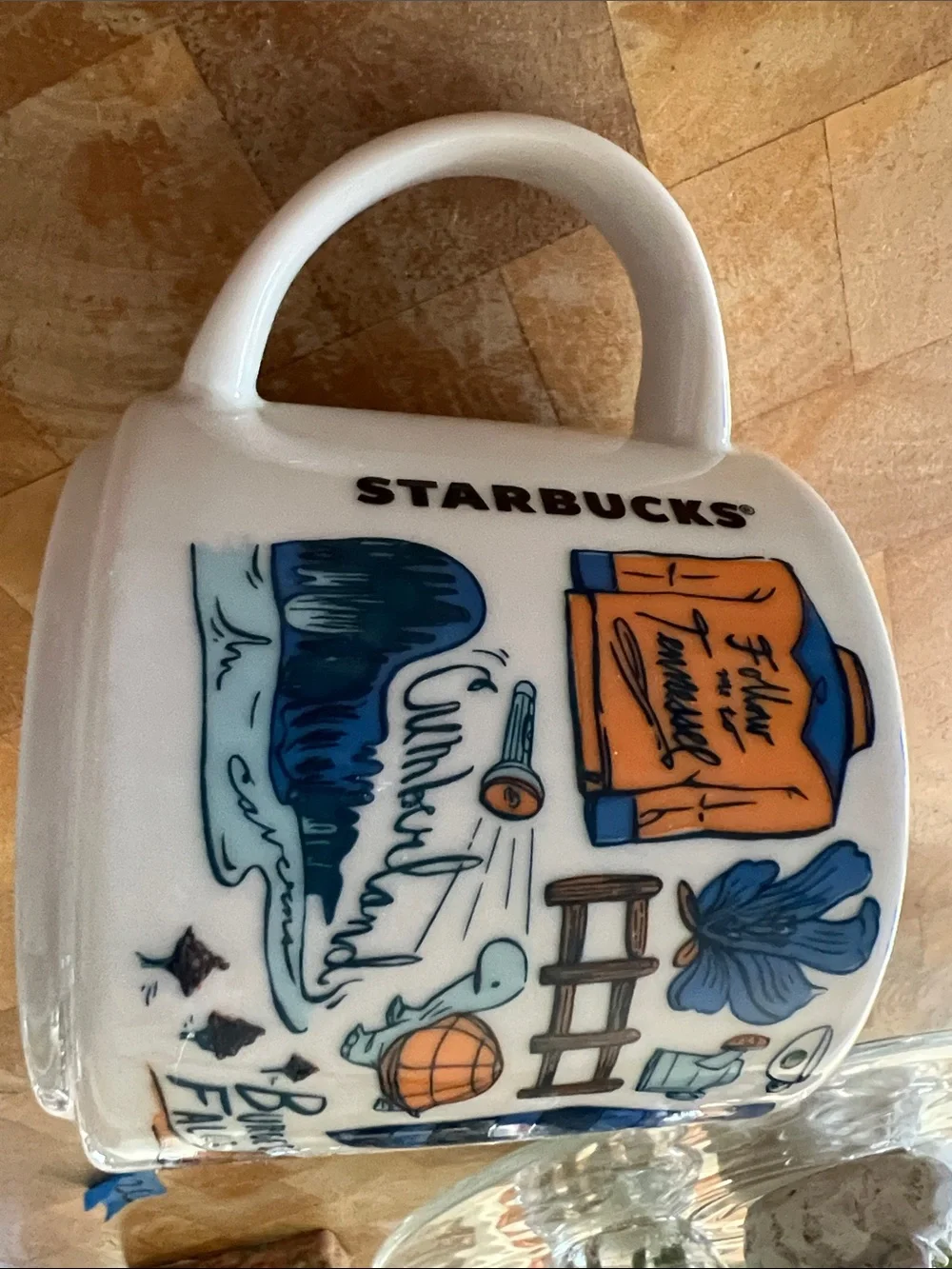 Starbucks White Mug with Blue and Orange Tennessee Icons